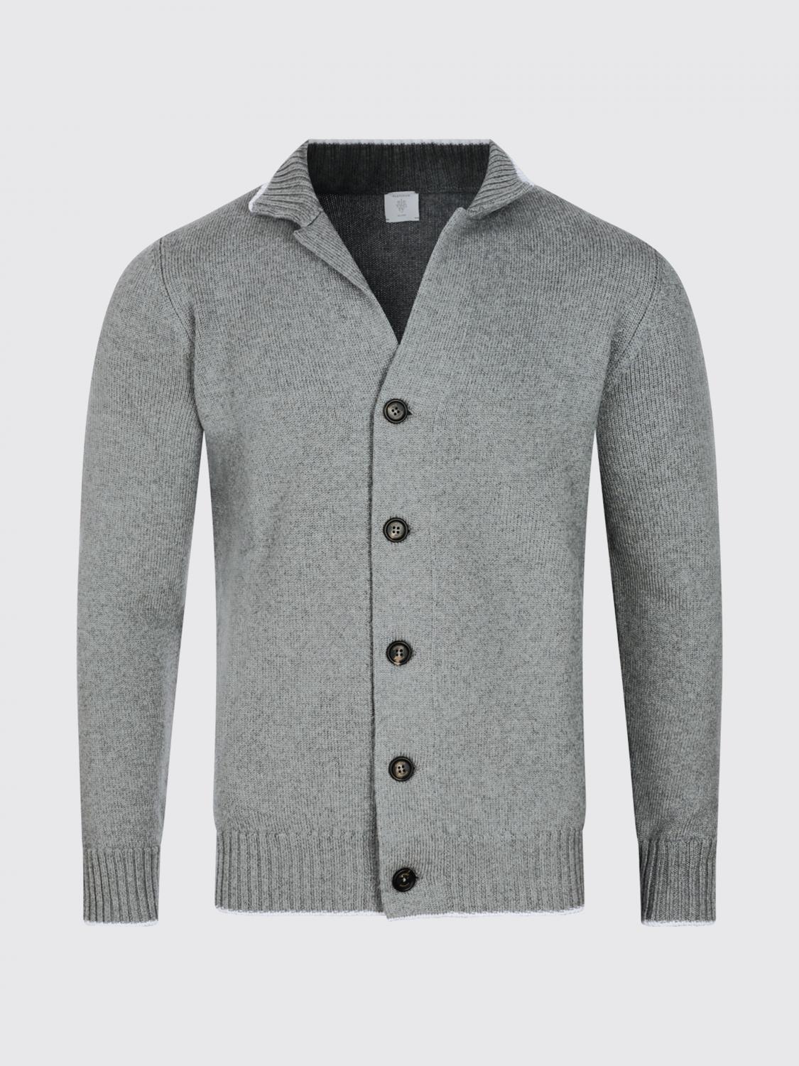 ELEVENTY PULLOVER: Woll-Cardigan von Eleventy mit hohem Kragen und Rippbündchen, Grau - Img 2