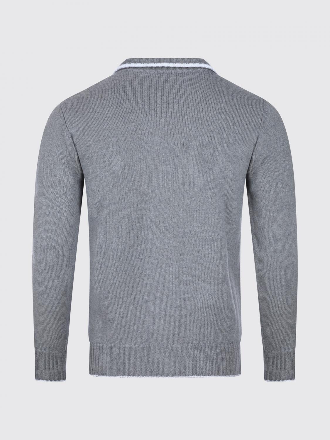 ELEVENTY PULLOVER: Woll-Cardigan von Eleventy mit hohem Kragen und Rippbündchen, Grau - Img 3