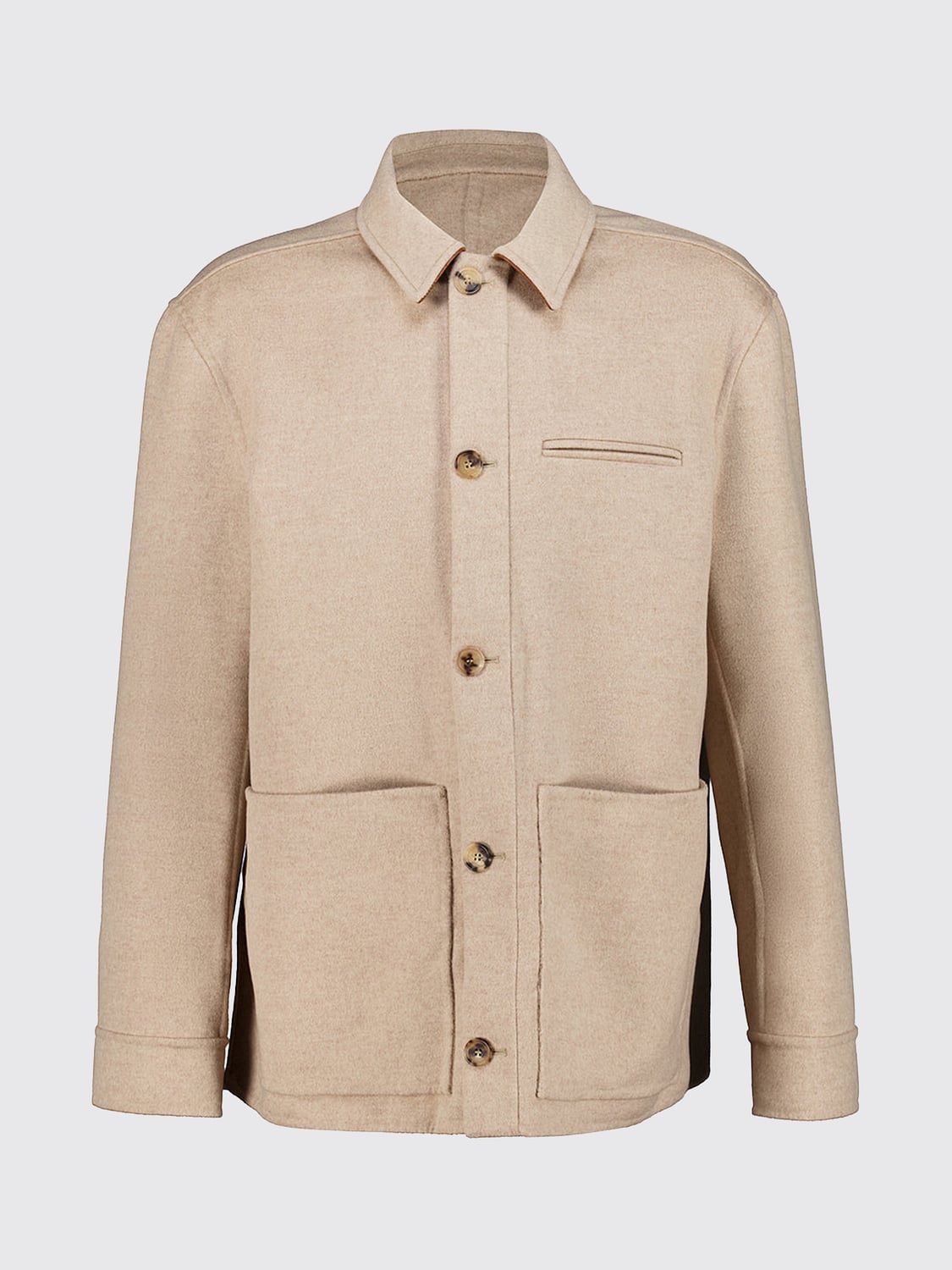 FERRAGAMO JACKET: Ferragamo Single-Breasted Jacket in Virgin Wool and Cashmere Blend, Beige - Img 2