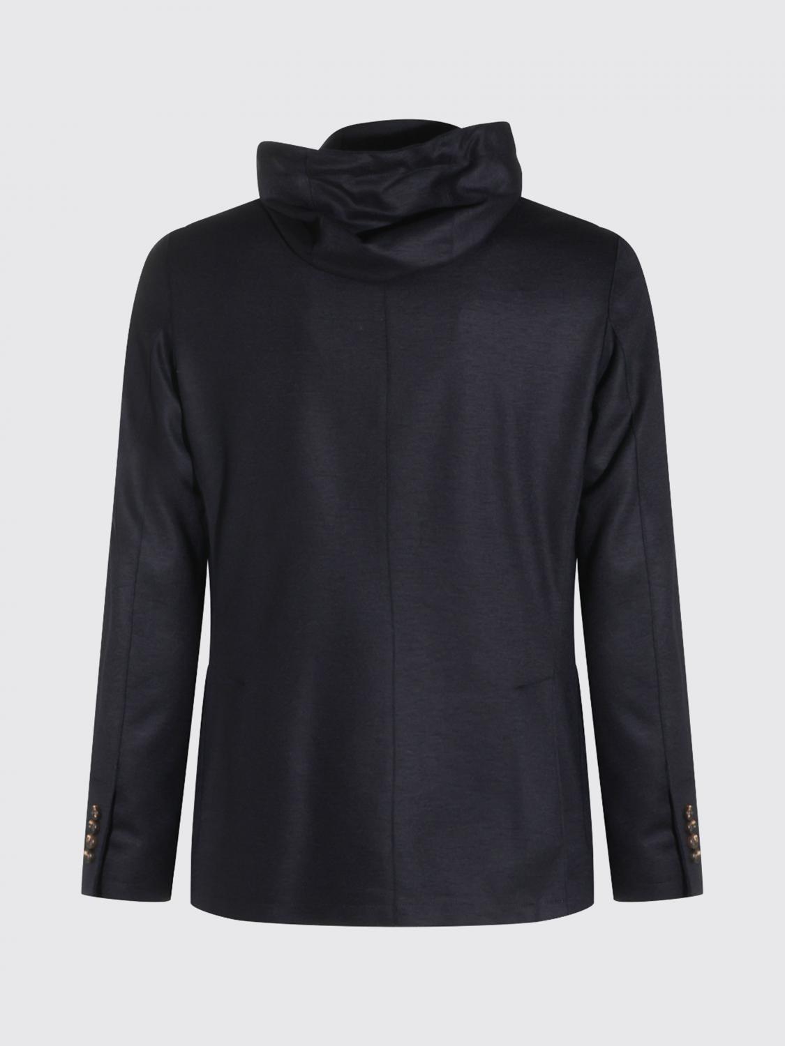 ELEVENTY JACKET: Eleventy Single-Breasted Blazer in Wool and Technical Fabric with a Zipped Hooded Insert, Blue - Img 3
