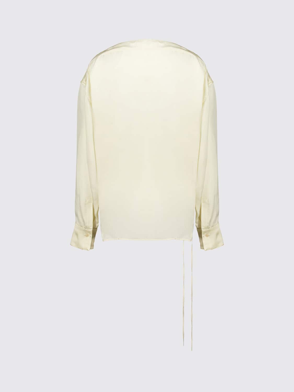 FERRAGAMO TOP: Ferragamo Bluse aus Cupro mit langen Ärmeln und verwobenen Bändern, Yellow Cream - Img 3