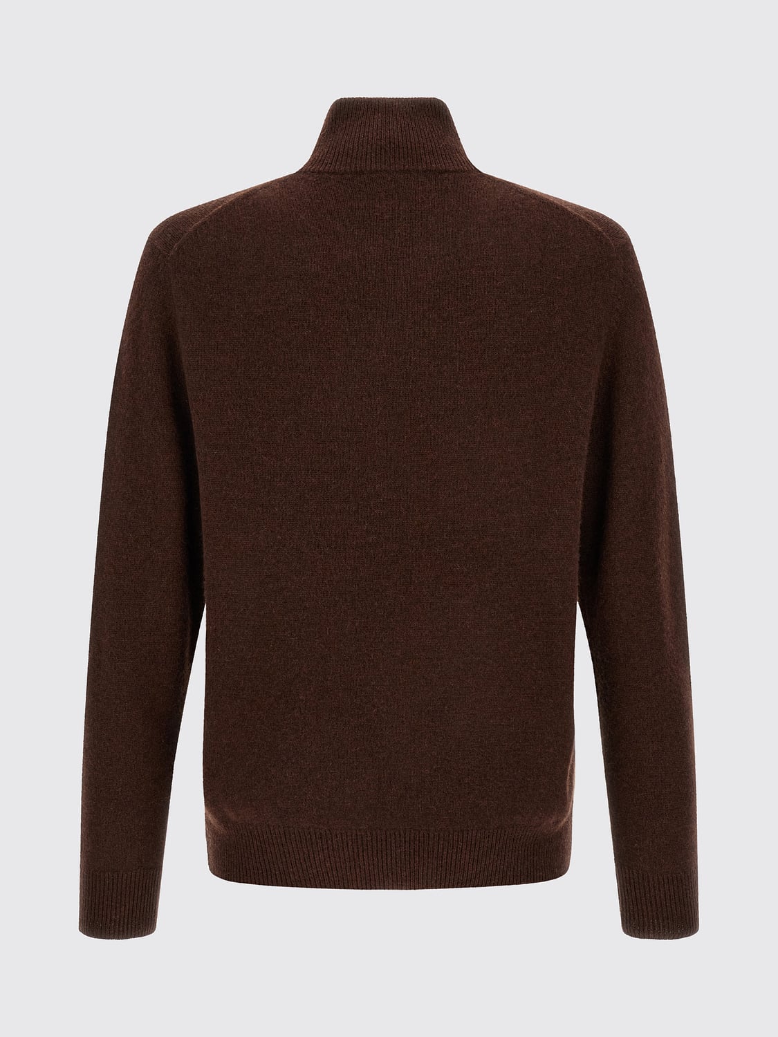 BALLANTYNE SWEATER: Ballantyne High-Neck Diamond Jacquard Cardigan in 100% Cashmere, Earth - Img 3