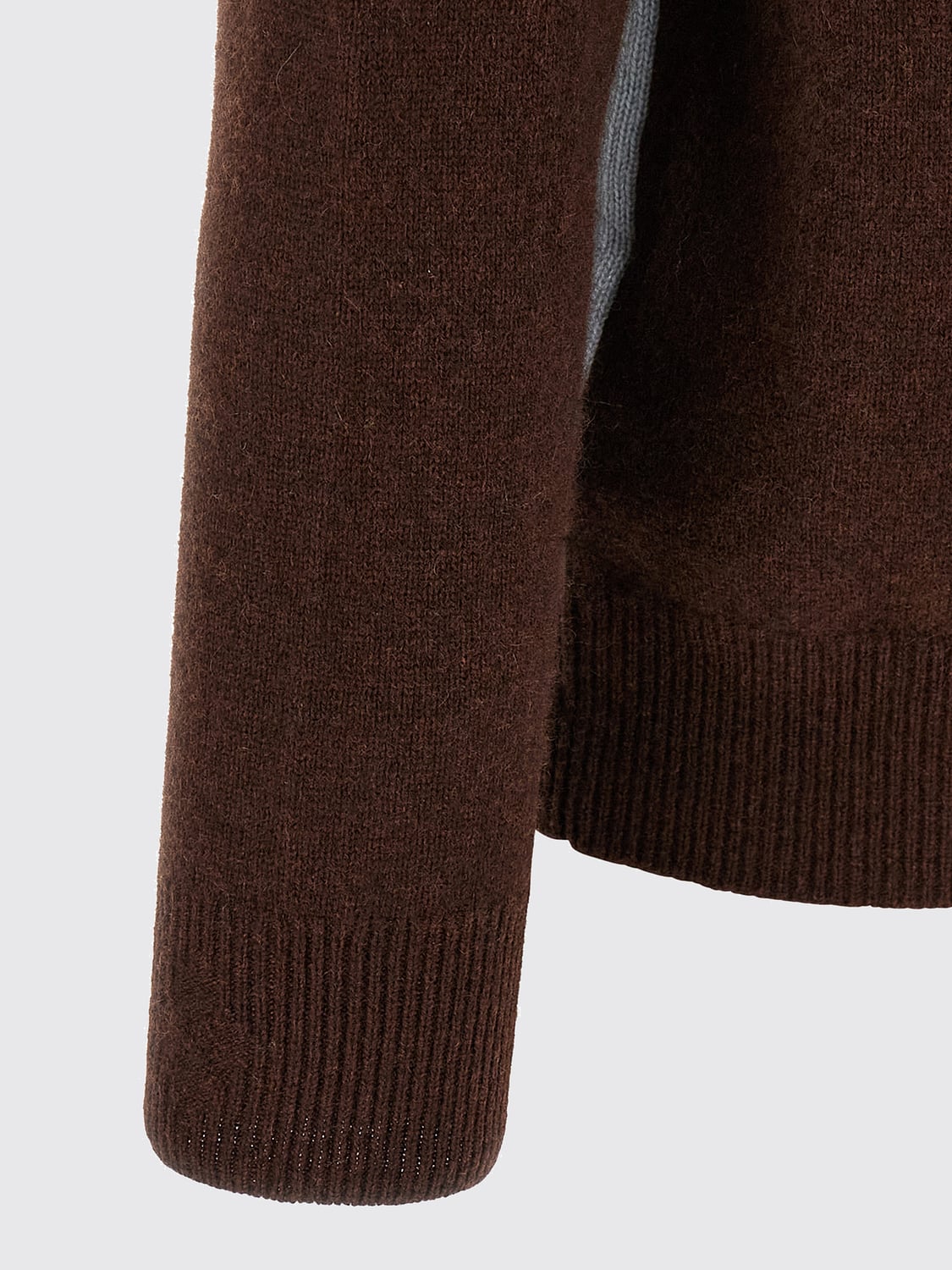 BALLANTYNE SWEATER: Ballantyne High-Neck Diamond Jacquard Cardigan in 100% Cashmere, Earth - Img 4