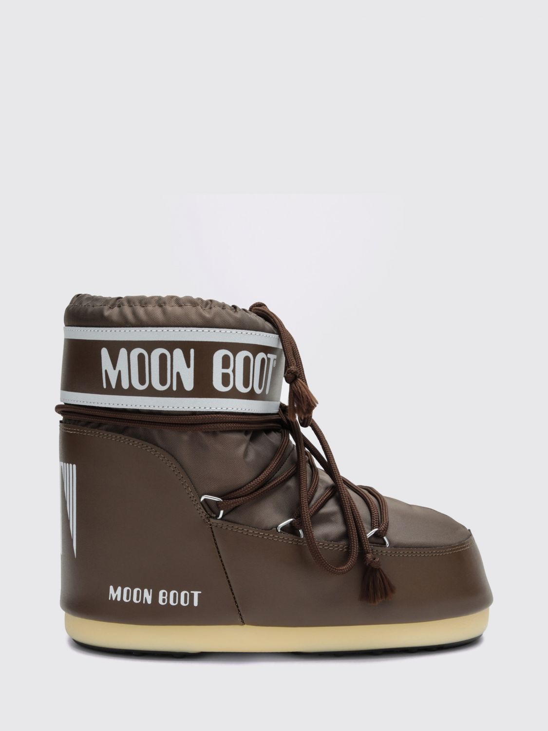 MOON BOOT BOOTS: Moon Boot Icon Low Two-Tone Nylon Snow Boots with Logo, Cocoa - Img 1