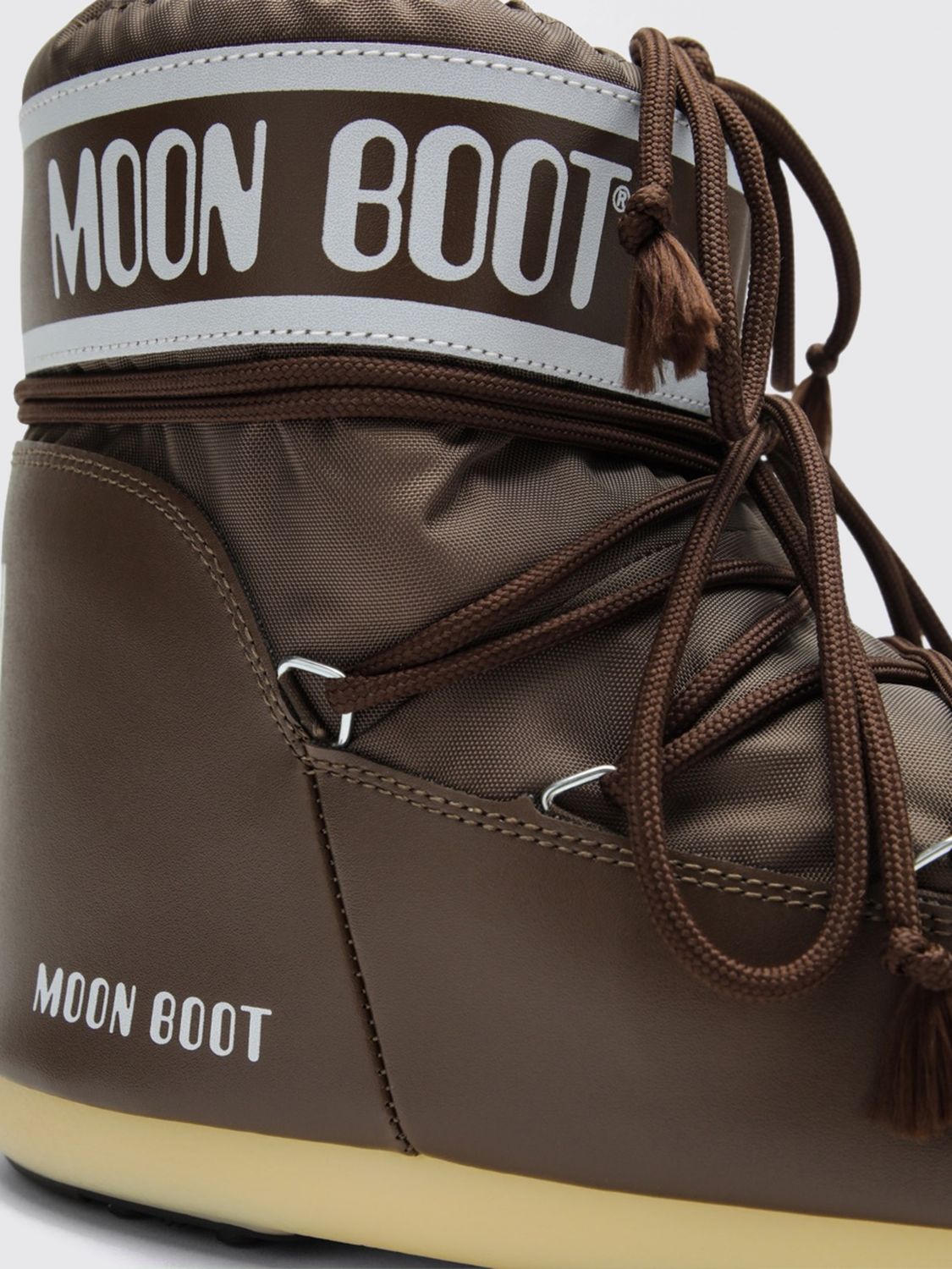 MOON BOOT BOOTS: Moon Boot Icon Low Two-Tone Nylon Snow Boots with Logo, Cocoa - Img 3