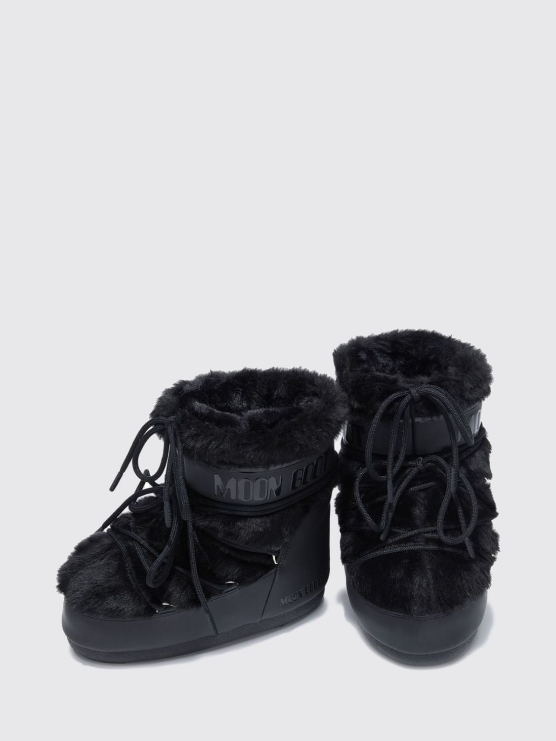 MOON BOOT STIVALI: Stivali da neve bassi Icon Moon Boot in pelliccia sintetica con lacci, Nero - Img 2