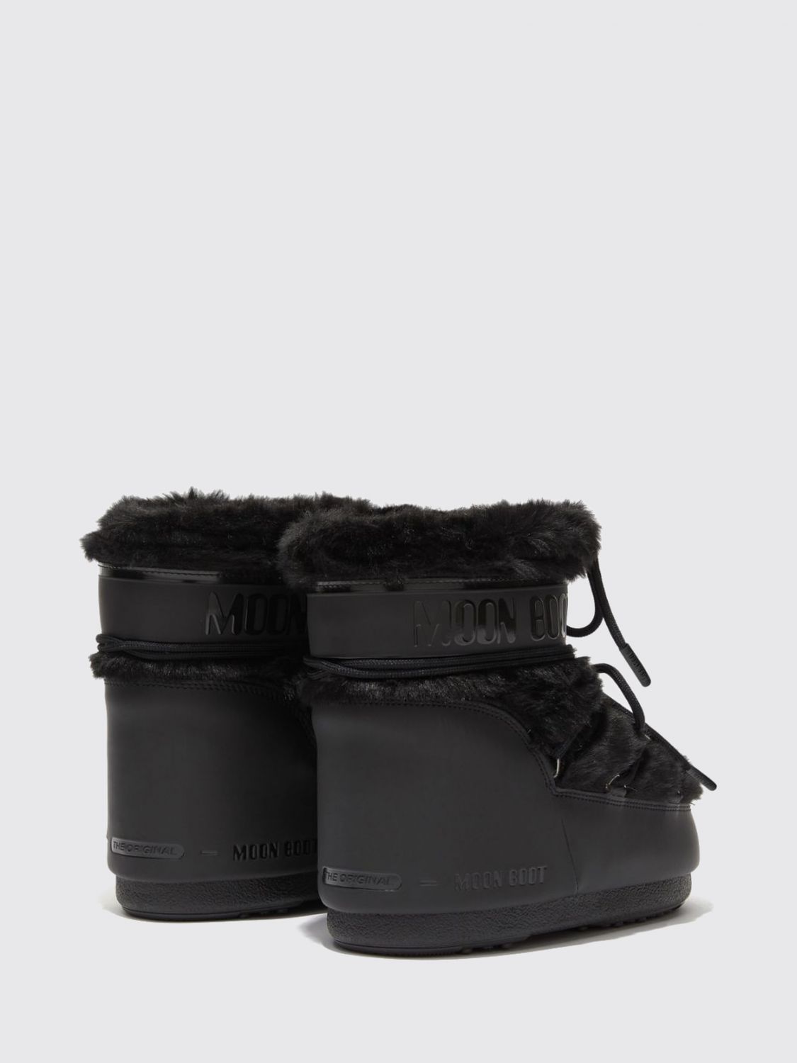 MOON BOOT STIVALI: Stivali da neve bassi Icon Moon Boot in pelliccia sintetica con lacci, Nero - Img 3