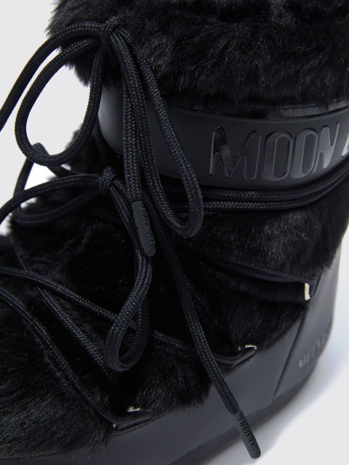 MOON BOOT STIVALI: Stivali da neve bassi Icon Moon Boot in pelliccia sintetica con lacci, Nero - Img 4