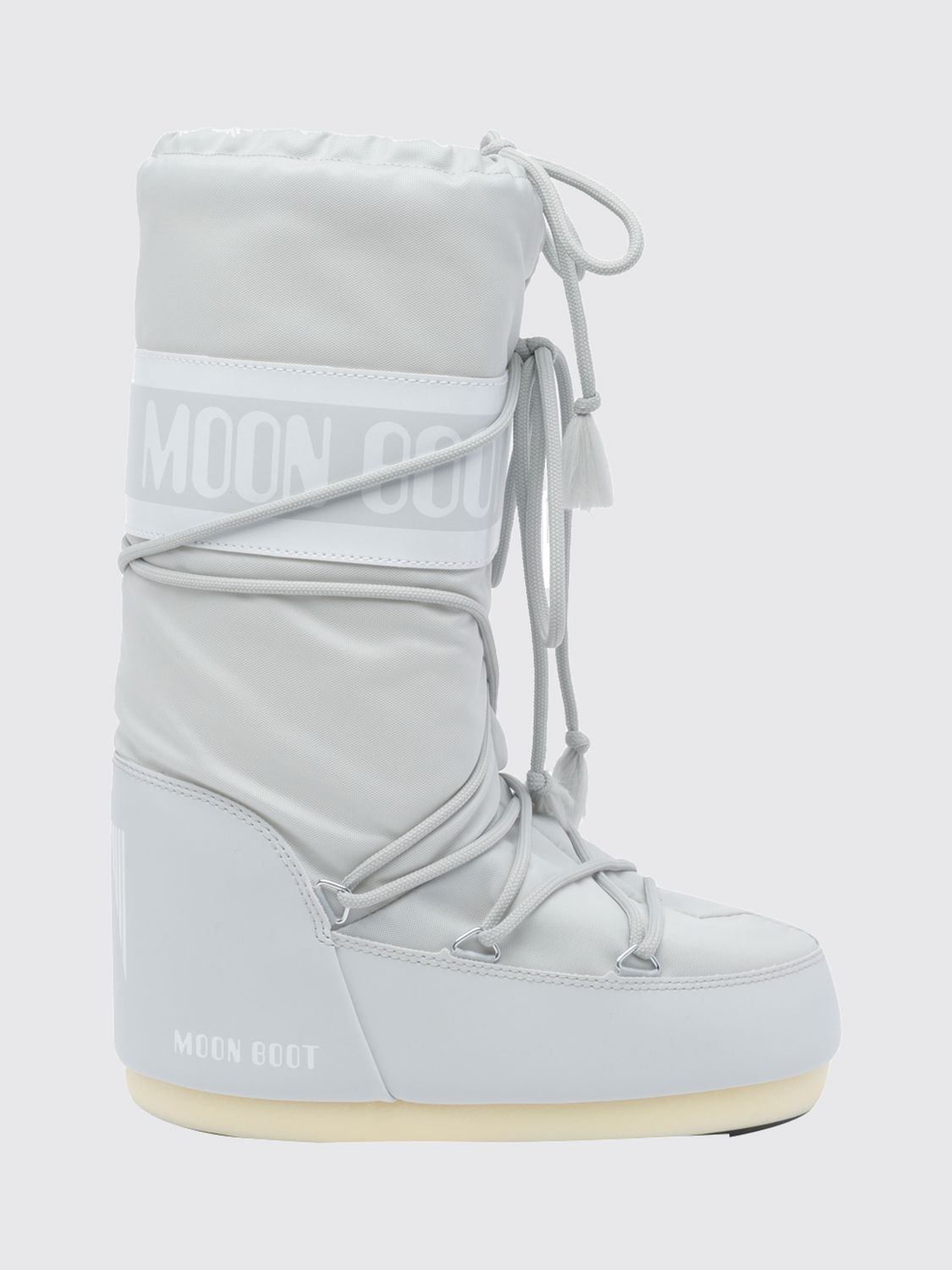 MOON BOOT BOOTS: Icon Nylon Logo Lace-Up Snow Boots Moon Boot, Grey - Img 1
