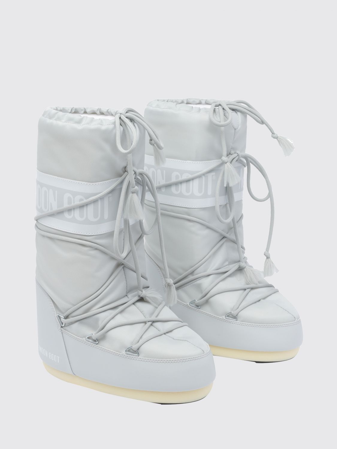 MOON BOOT BOOTS: Icon Nylon Logo Lace-Up Snow Boots Moon Boot, Grey - Img 2