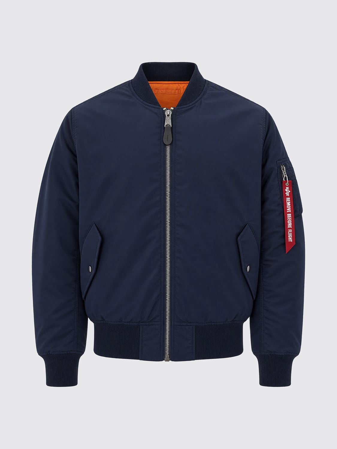 ALPHA INDUSTRIES JACKET: Relaxed Fit Nylon Bomber Jacket Alpha Industries with Contrast Logo, Blue - Img 2