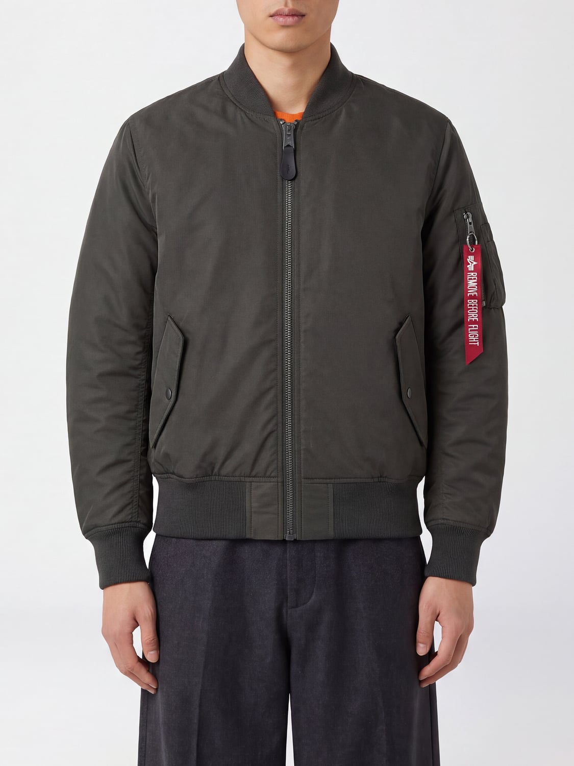 ALPHA INDUSTRIES JACKET: Relaxed Fit Nylon Bomber Jacket Alpha Industries with Contrast Logo, Grey - Img 1
