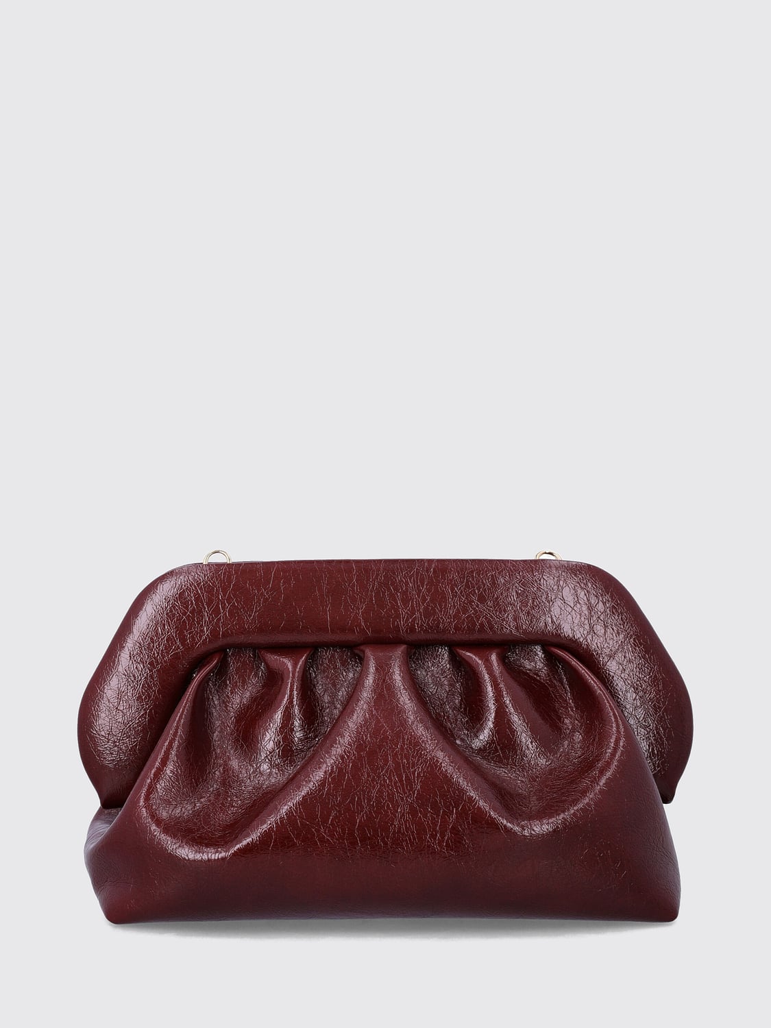 THEMOIRÈ CLUTCH: Clutch Bios THEMOIRÈ in pelle vegana drappeggiata con tracolla amovibile, Bordeaux - Img 2