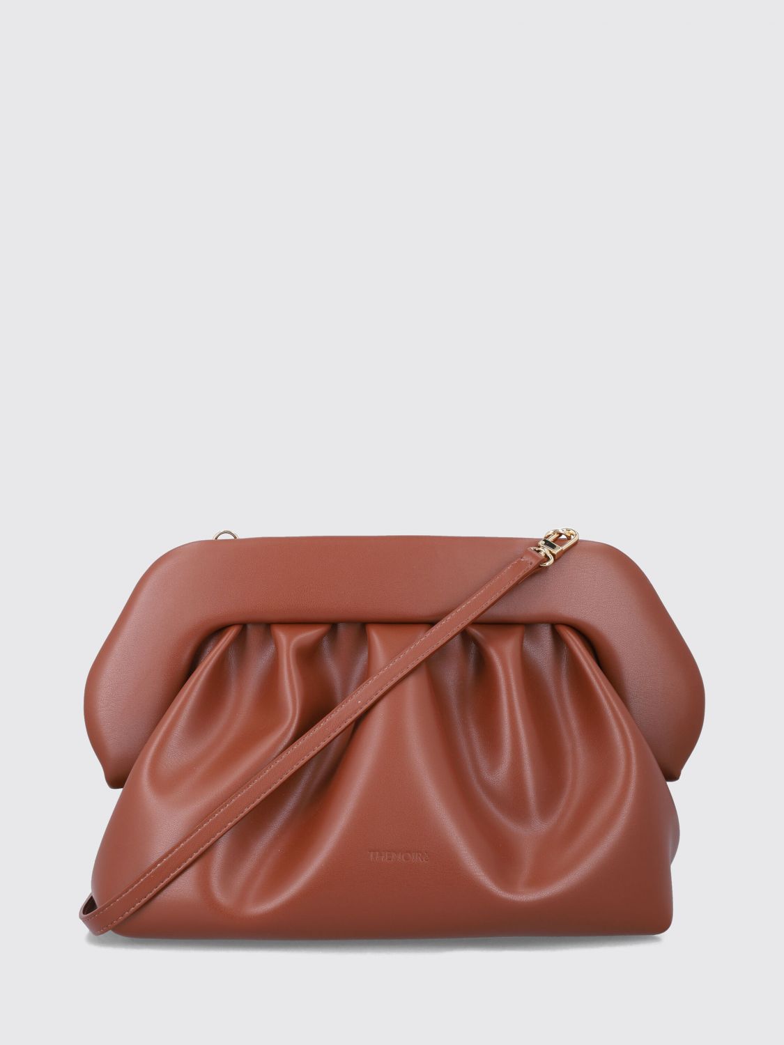 THEMOIRÈ CLUTCH: Clutch Bios TheMoiré drappeggiata in pelle vegana con tracolla, Cuoio - Img 1