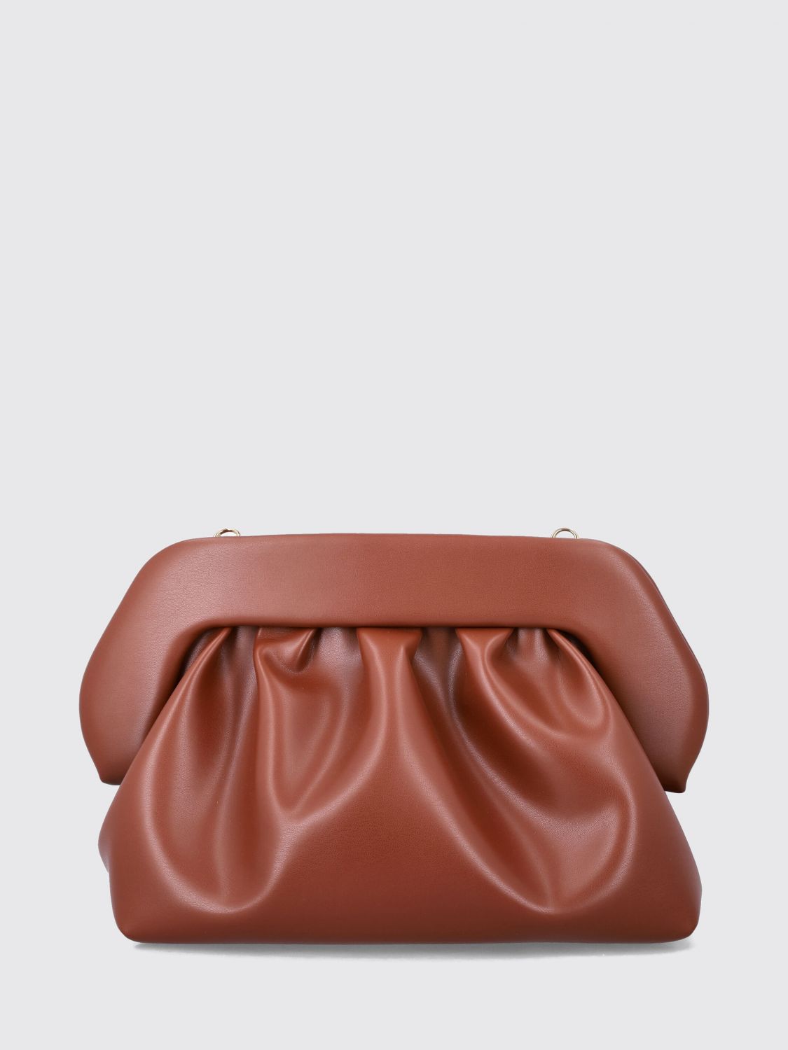 THEMOIRÈ CLUTCH: Clutch Bios TheMoiré drappeggiata in pelle vegana con tracolla, Cuoio - Img 2