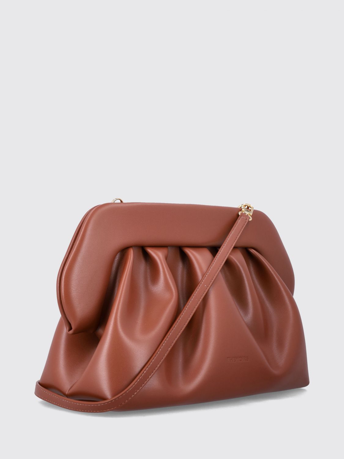 THEMOIRÈ CLUTCH: Clutch Bios TheMoiré drappeggiata in pelle vegana con tracolla, Cuoio - Img 3