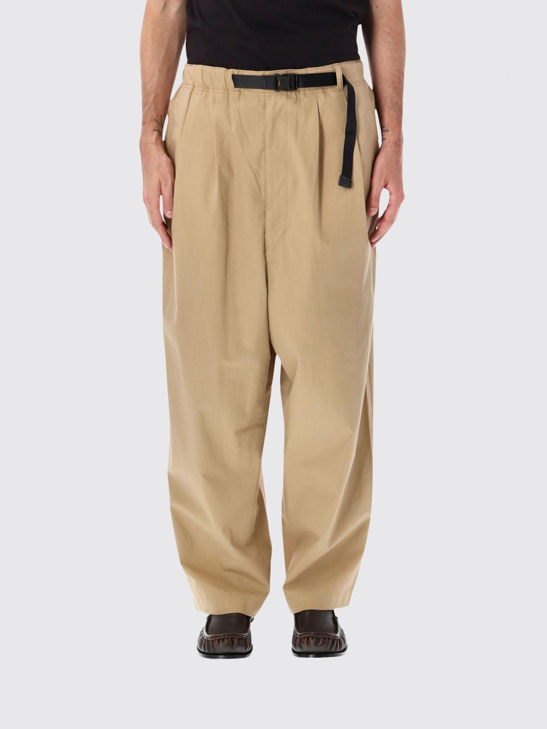 COMME DES GARÇONS HOSE: Weit geschnittene Baumwollhose Comme des Garçons mit Bundfalten und Kordelzug, Beige - Img 1