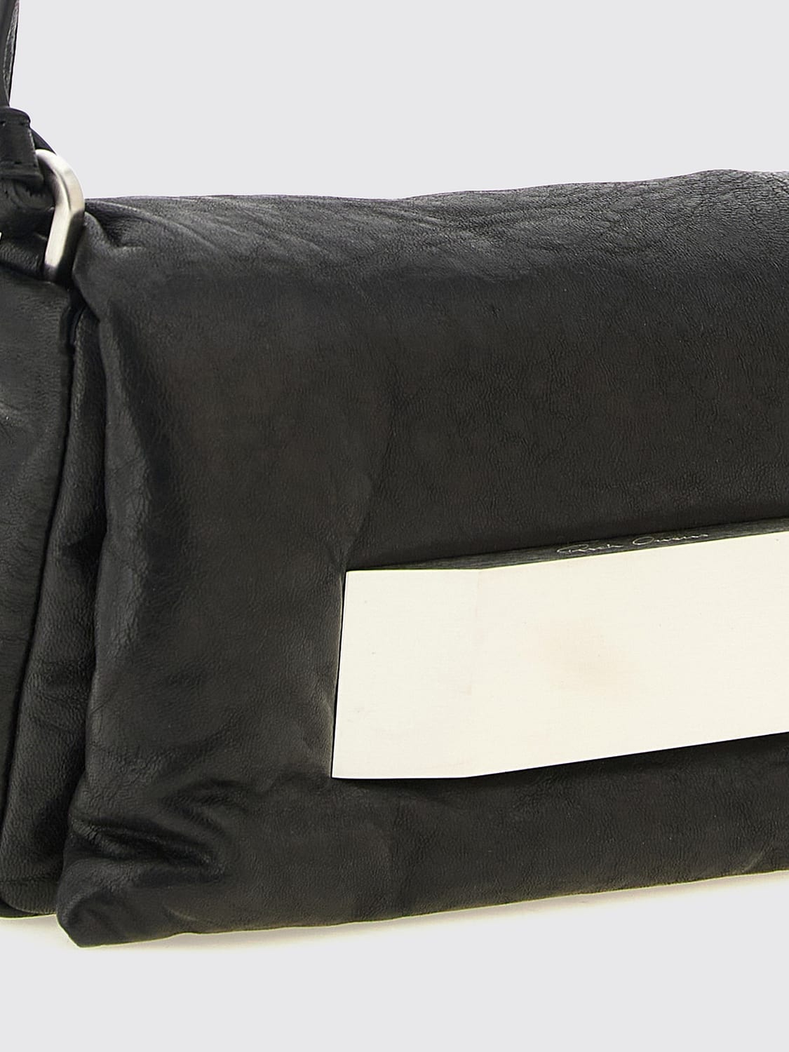RICK OWENS UMHÄNGETASCHE: Umhängetasche Rick Owens aus Lammleder mit Klappe und Logo, Schwarz - Img 3
