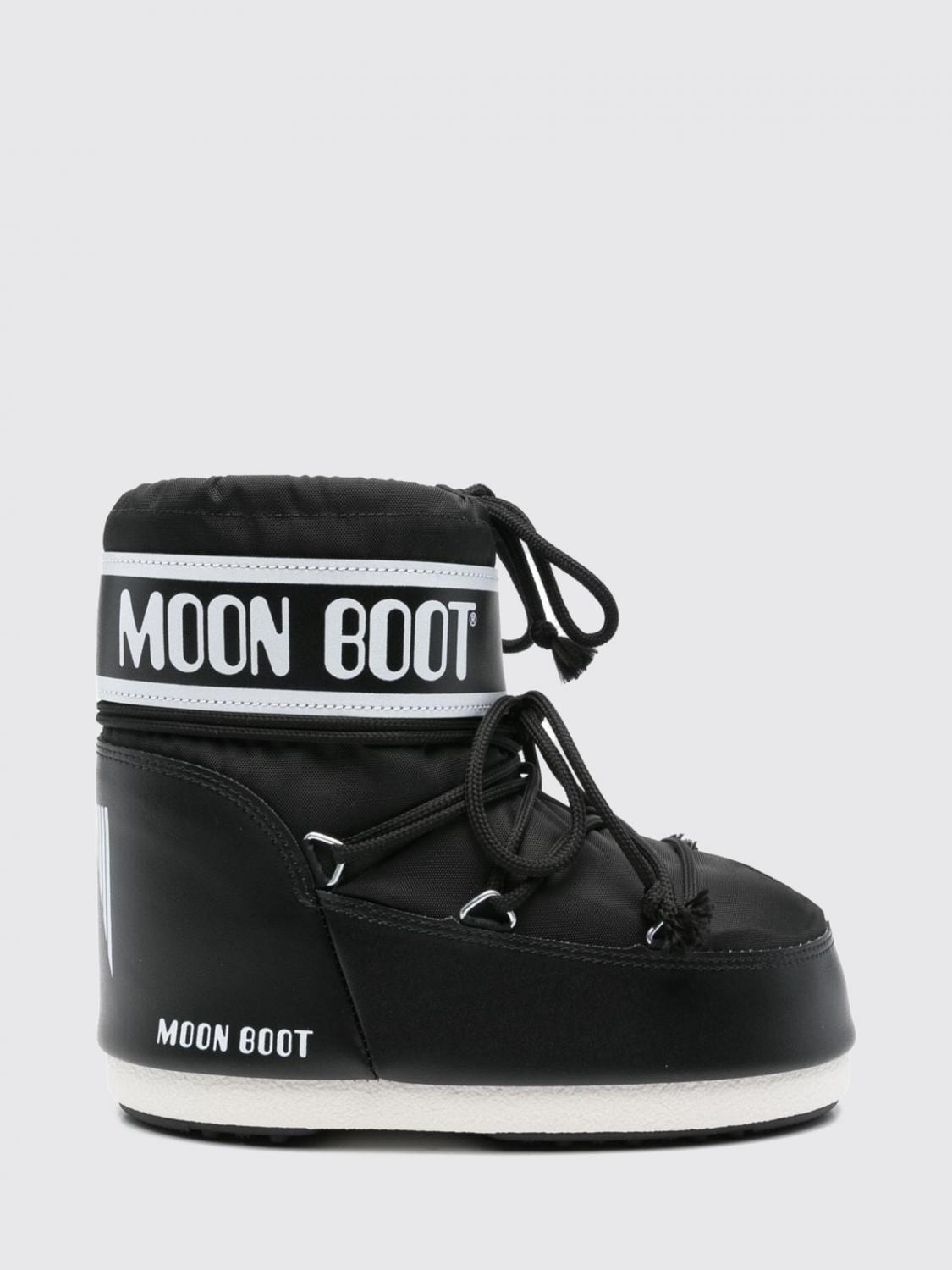 MOON BOOT STIVALI: Stivali da neve Moon Boot bassi in nylon con logo e fettucce regolabili, Nero - Img 1