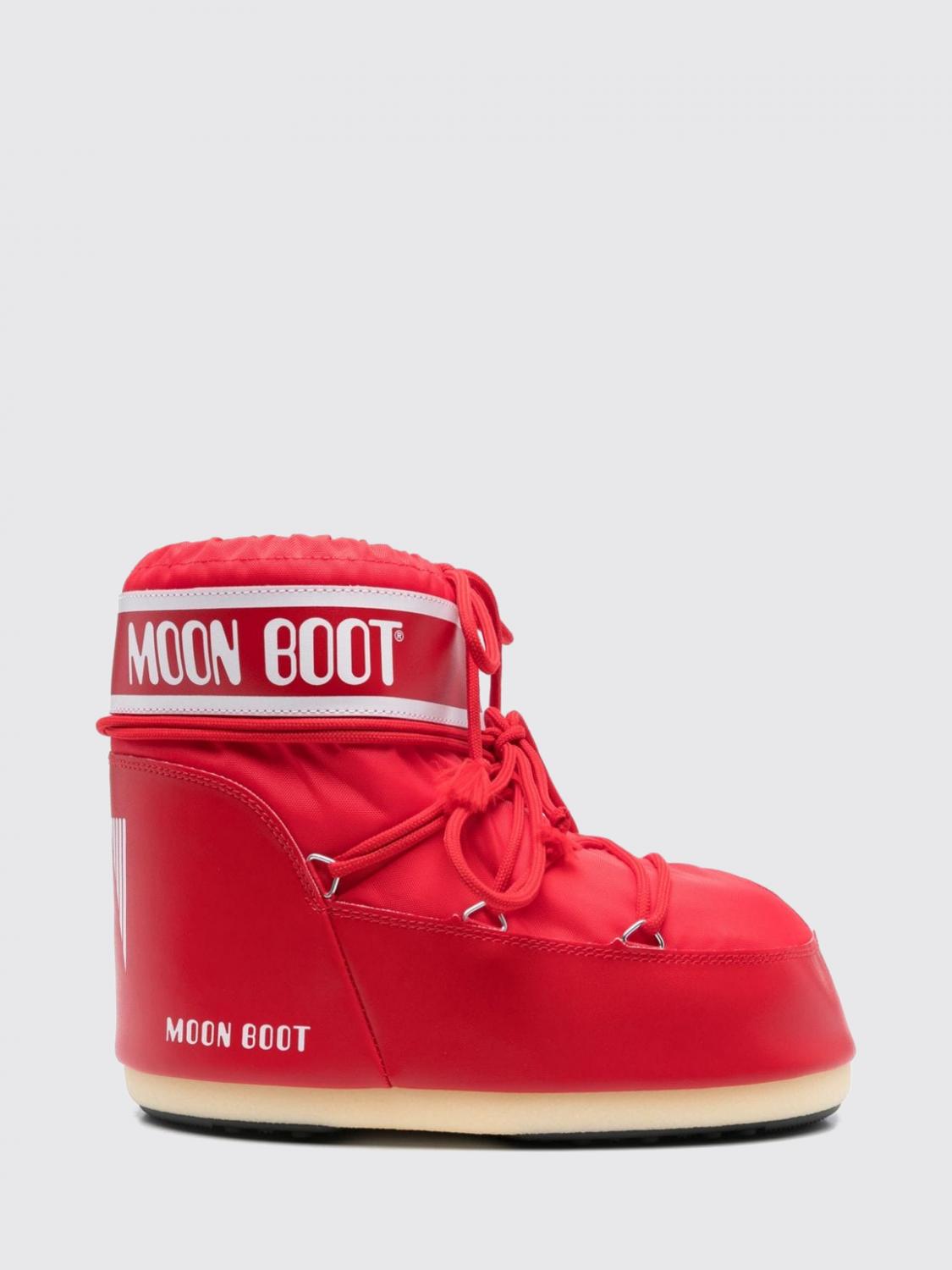MOON BOOT STIVALI: Stivali da neve Moon Boot bassi in nylon con logo e fettucce regolabili, Rosso - Img 1