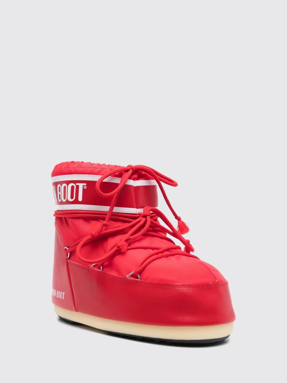 MOON BOOT STIVALI: Stivali da neve Moon Boot bassi in nylon con logo e fettucce regolabili, Rosso - Img 2