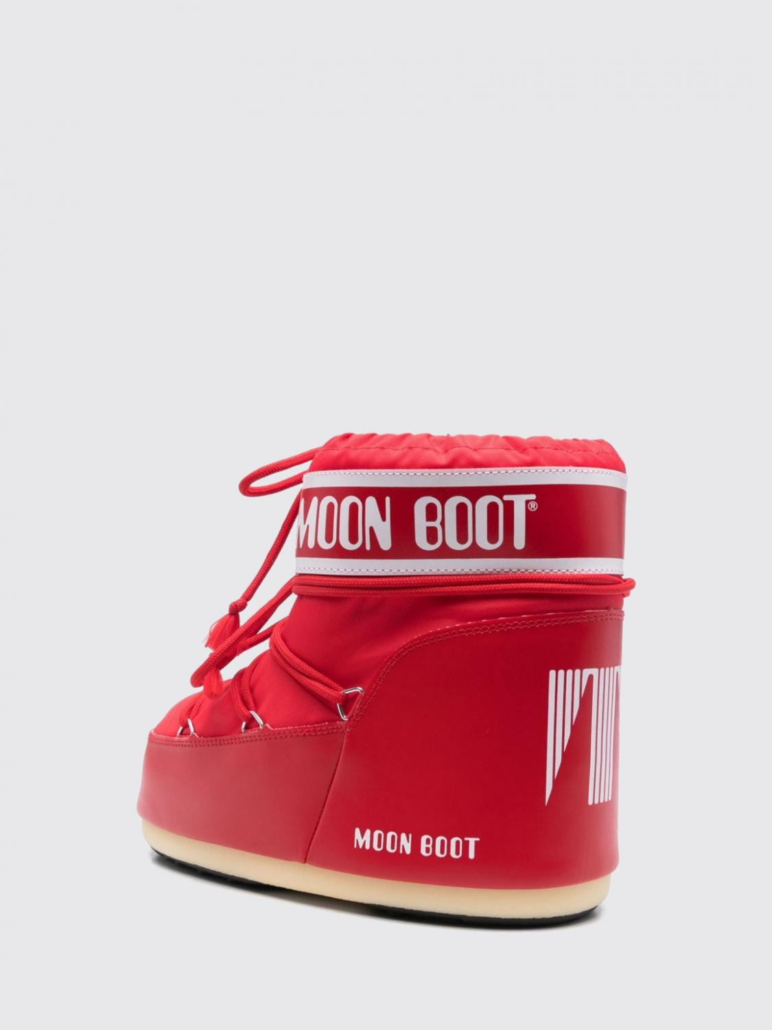MOON BOOT STIVALI: Stivali da neve Moon Boot bassi in nylon con logo e fettucce regolabili, Rosso - Img 3