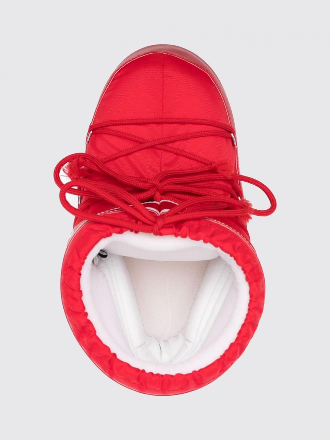 MOON BOOT STIVALI: Stivali da neve Moon Boot bassi in nylon con logo e fettucce regolabili, Rosso - Img 4