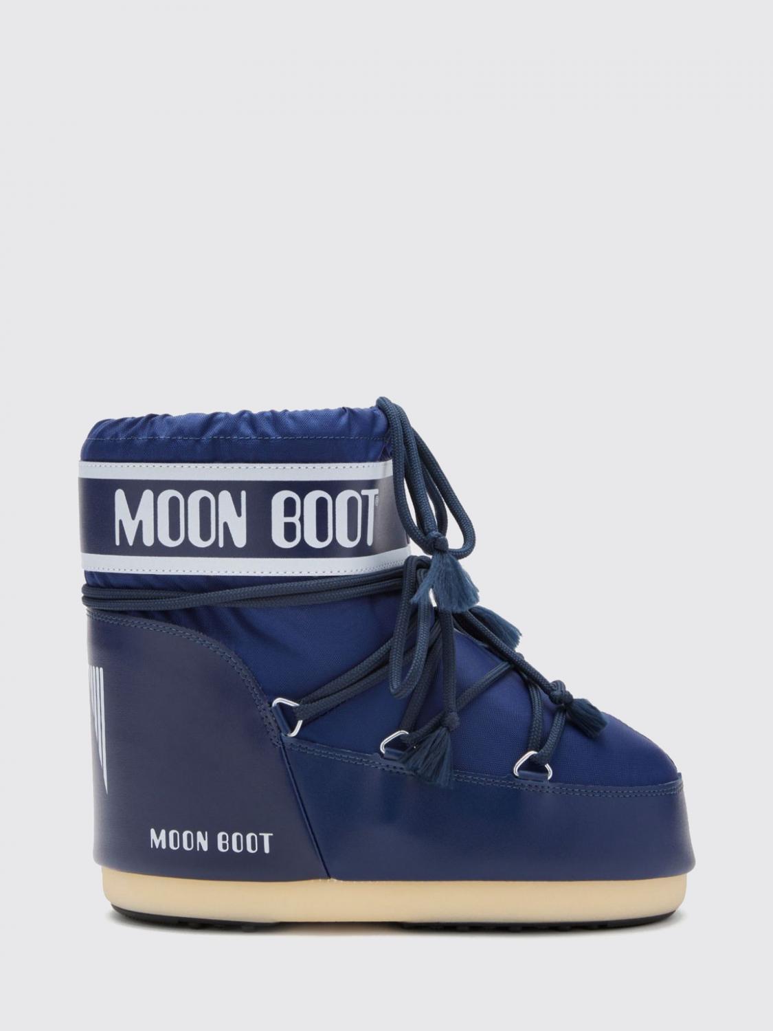 MOON BOOT BOOTS: Low Nylon Snow Boots Moon Boot with Logo and Adjustable Laces, Navy - Img 1