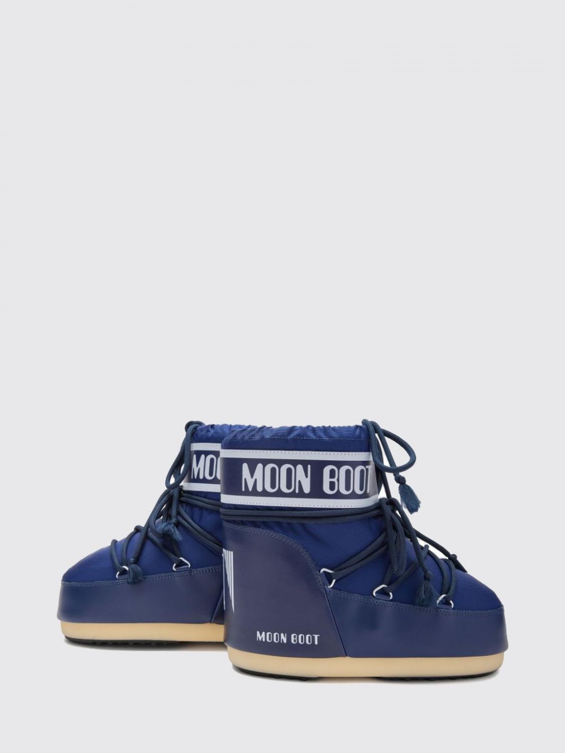 MOON BOOT BOOTS: Low Nylon Snow Boots Moon Boot with Logo and Adjustable Laces, Navy - Img 2
