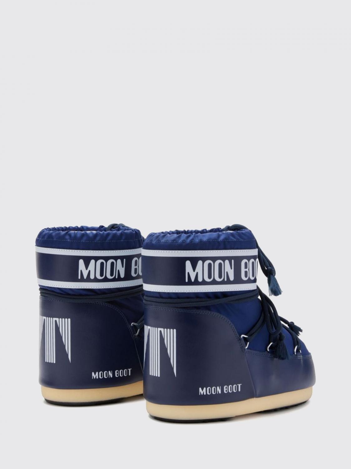MOON BOOT BOOTS: Low Nylon Snow Boots Moon Boot with Logo and Adjustable Laces, Navy - Img 3