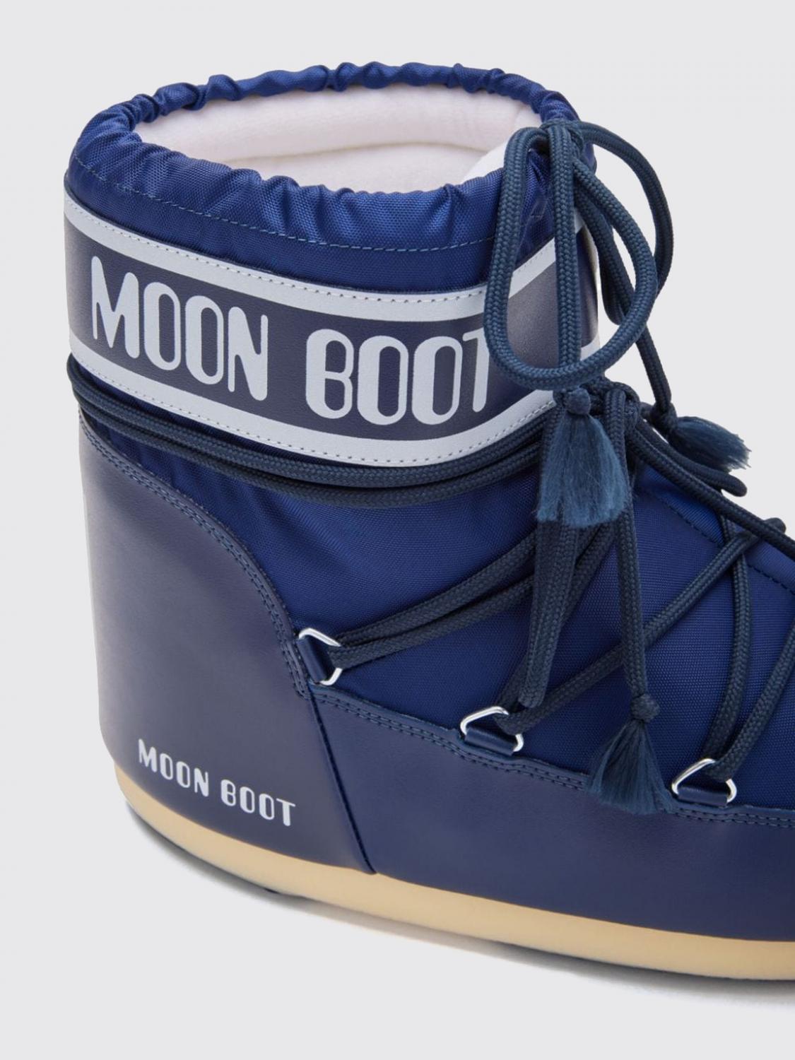 MOON BOOT BOOTS: Low Nylon Snow Boots Moon Boot with Logo and Adjustable Laces, Navy - Img 4