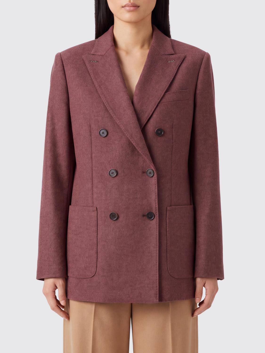 MAX MARA CHAQUETA: Blazer de doble botonadura Max Mara en mezcla de seda y cachemir con solapas de pico, Rosa - Img 1