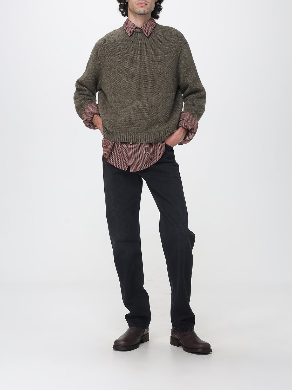 THE ROW JERSEY: Jersey de cuello redondo The Row en 100% cachemir de cabra con hombros caídos, Verde - Img 2