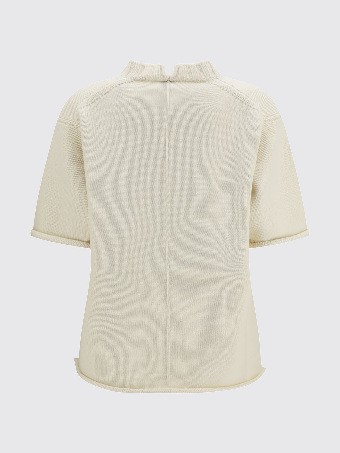 BOTTEGA VENETA JERSEY: Jersey de cuello redondo y manga corta Bottega Veneta de lana con ribetes acanalados, Nata - Img 3