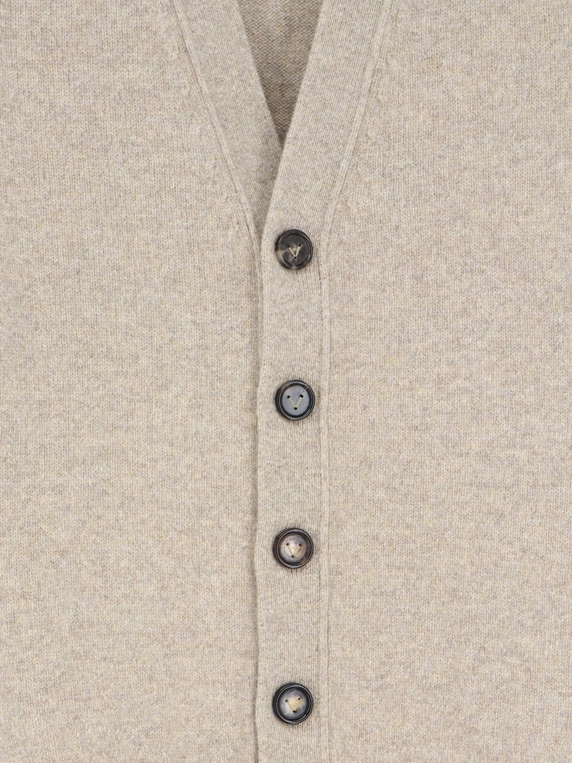 BOTTEGA VENETA PULLOVER: Kaschmirmischung-Cardigan Bottega Veneta mit V-Ausschnitt und Kontrast-Patches, Natural - Img 3