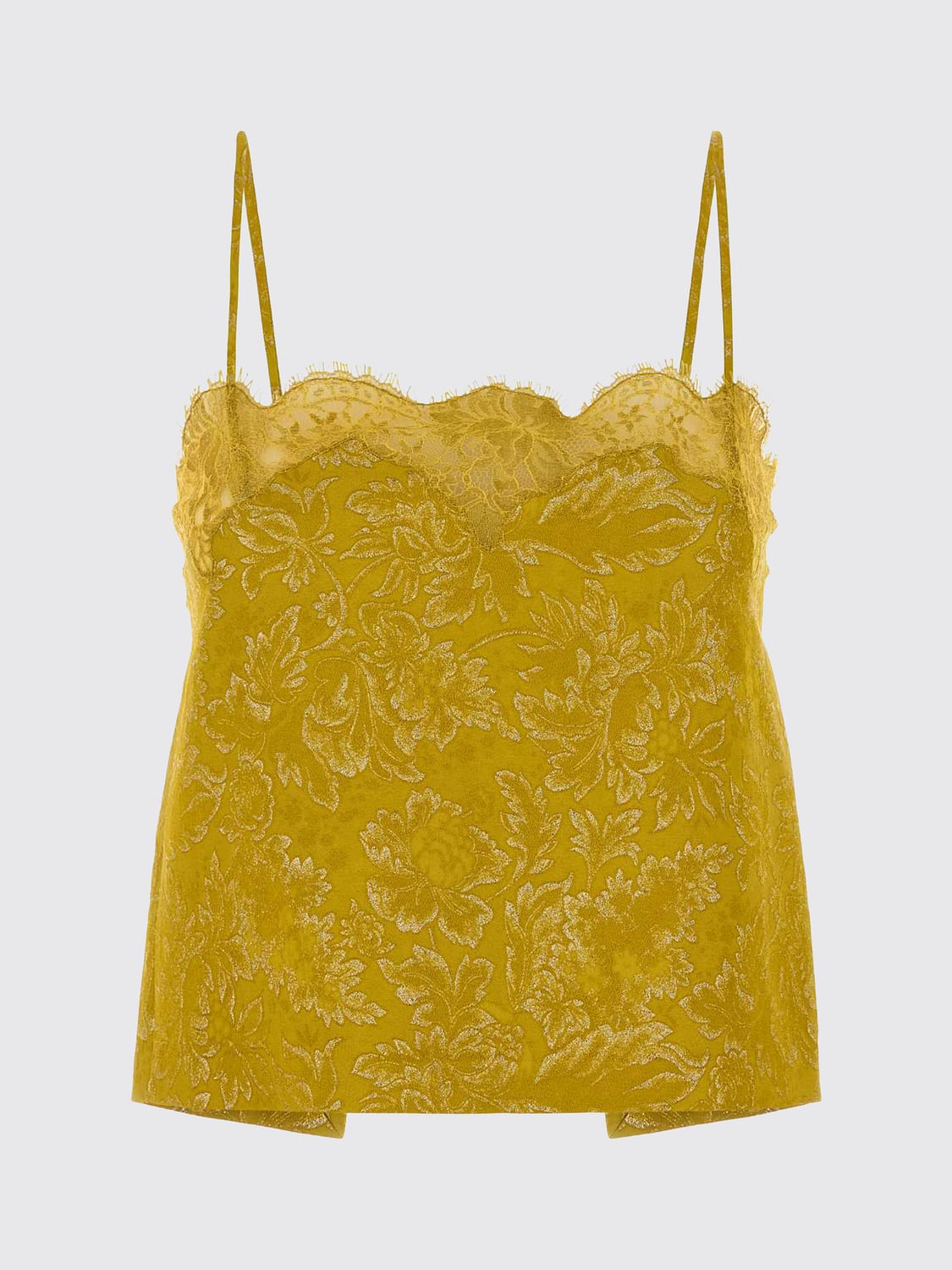 SAINT LAURENT TOP: Schulterfreies Abendtop Saint Laurent aus bestickter Spitze, Gelb - Img 2