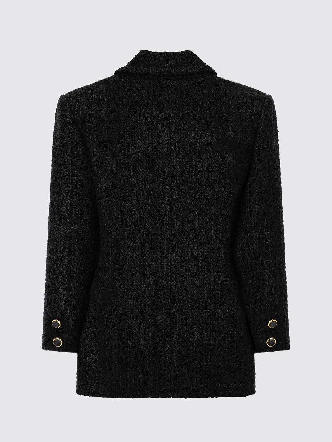 SAINT LAURENT JACKET: Saint Laurent Single-Breasted Cropped Wool Blazer with Peak Lapels, Black - Img 3