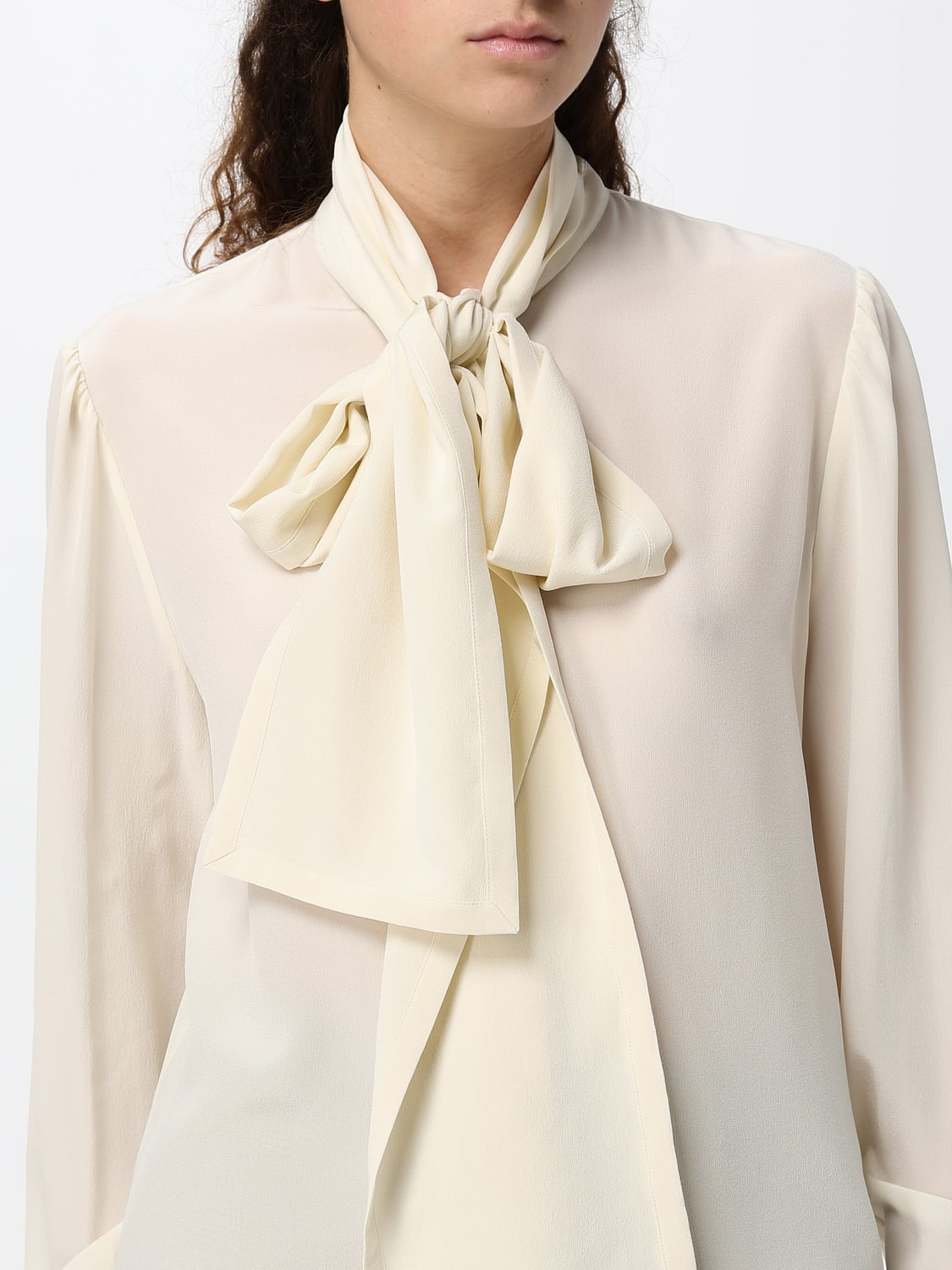 SAINT LAURENT HEMDBLUSE: Shorts damen Saint Laurent, Ivory - Img 5