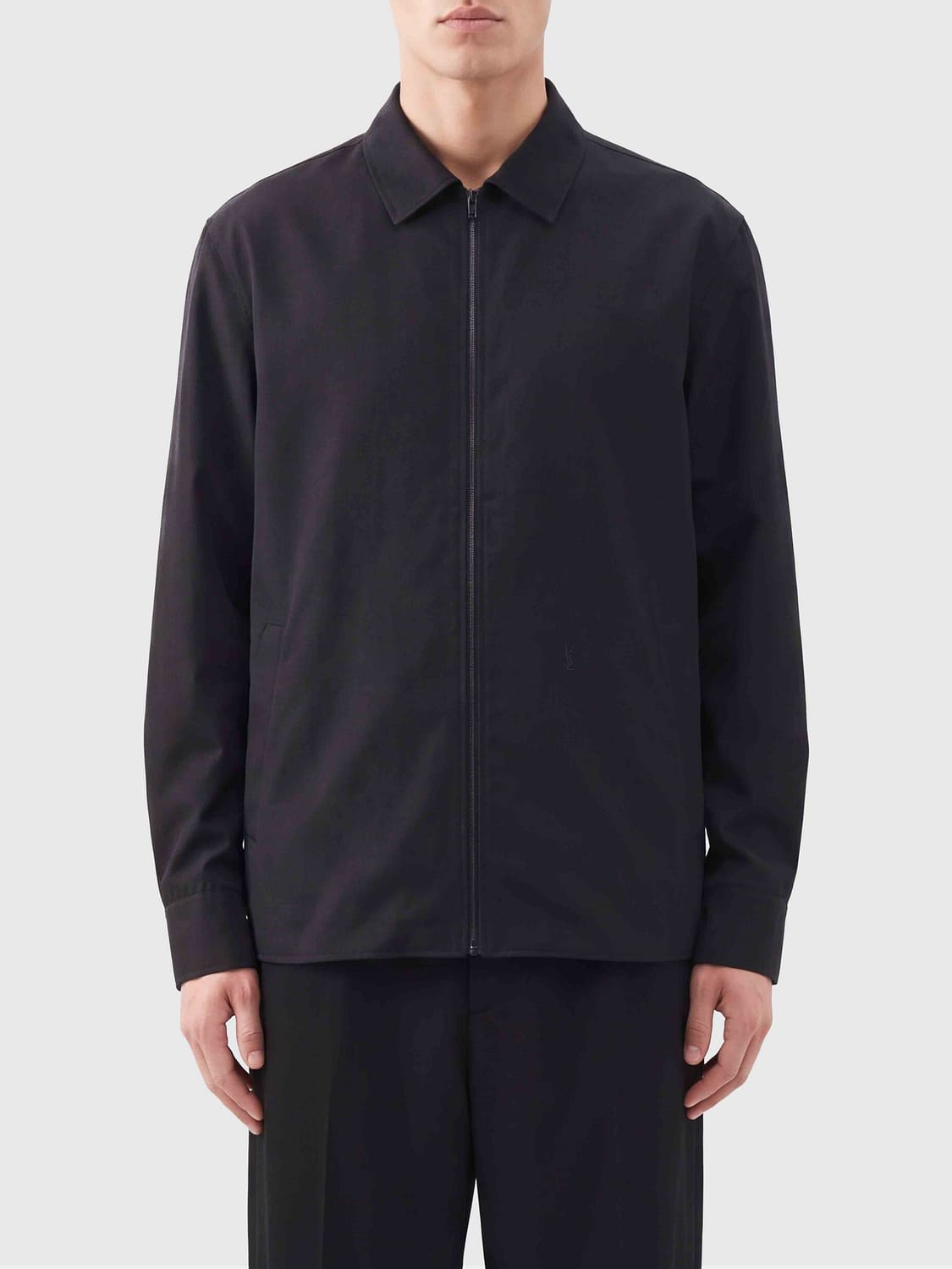 SAINT LAURENT HEMD: Baumwollhemd Saint Laurent mit Reißverschluss und YSL-Monogramm, Schwarz - Img 1