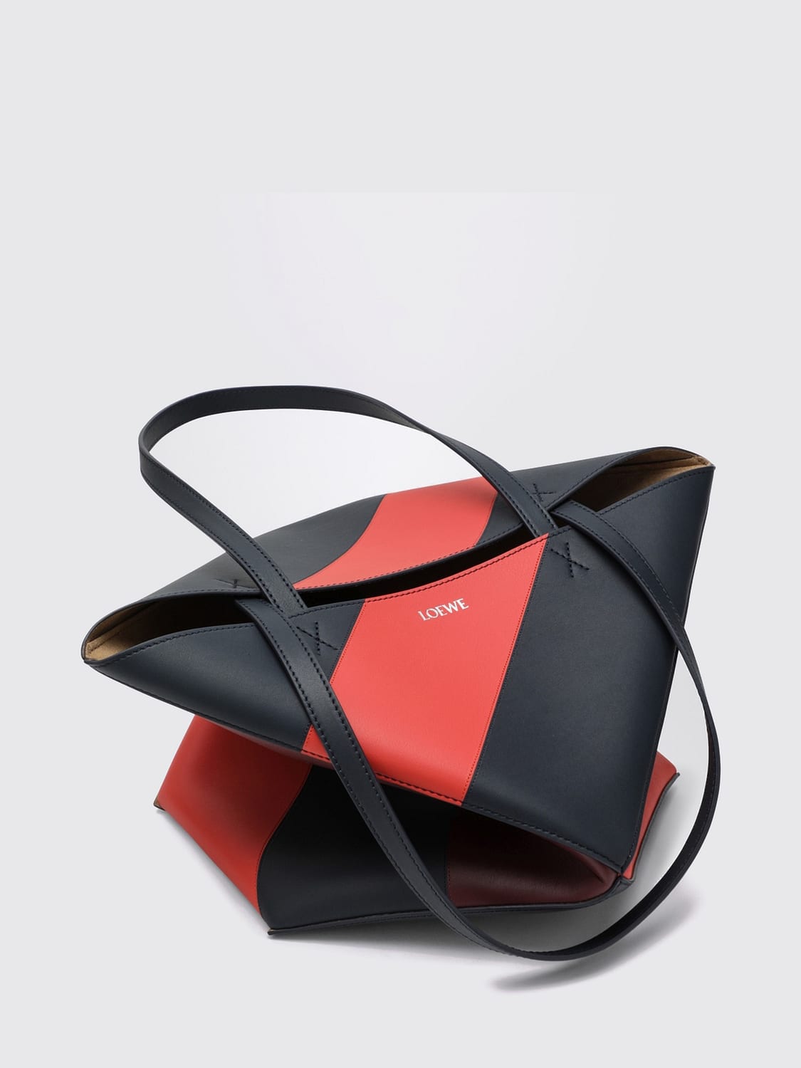 LOEWE BORSA TOTE: Borsa tote Puzzle Fold Loewe grande in pelle di vitello bicolore, Blue Navy - Img 5