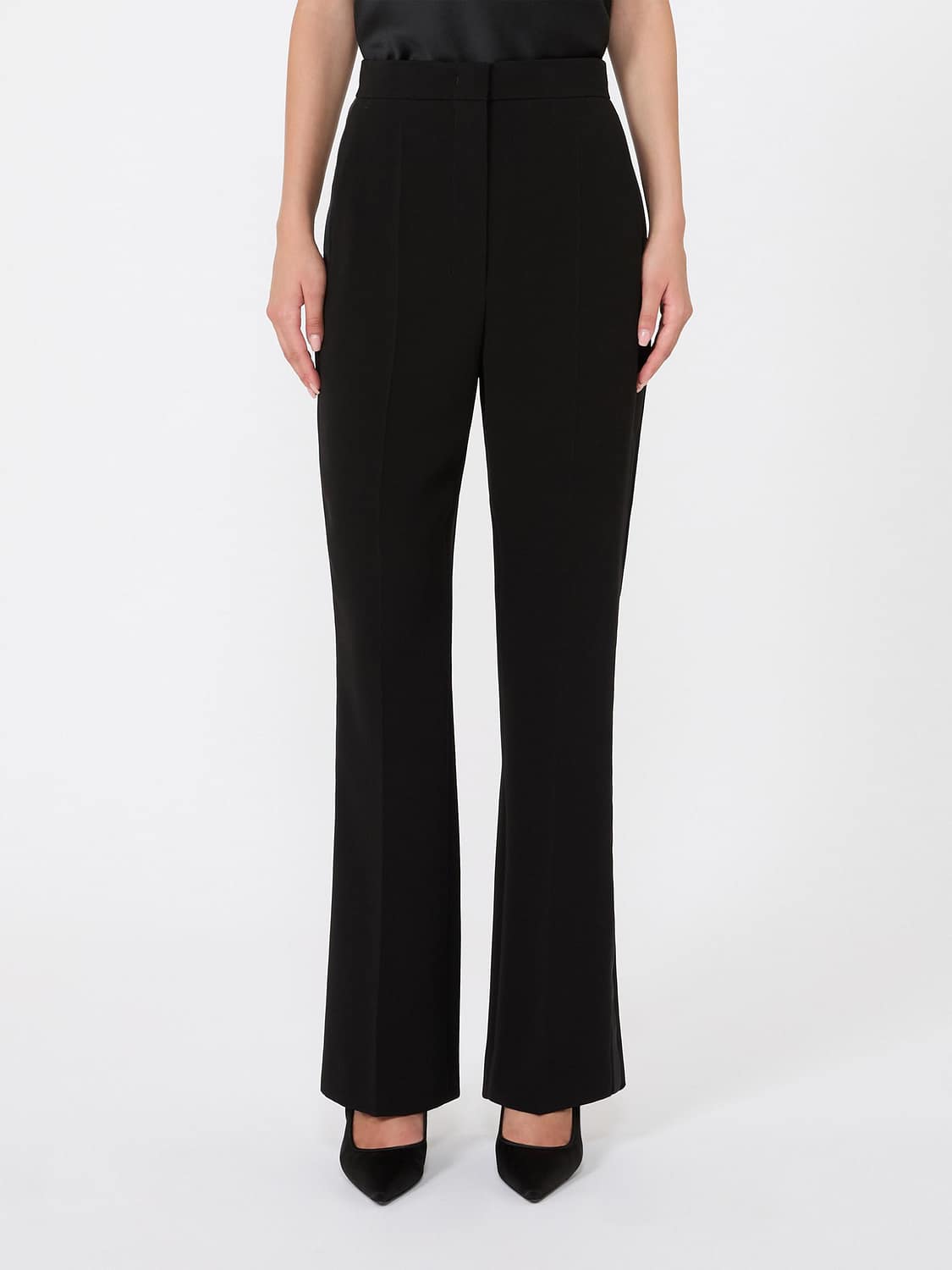 MAX MARA HOSE: Schwarze High-Waist Skinny-Hose von Max Mara aus Crêpe, Schwarz - Img 1