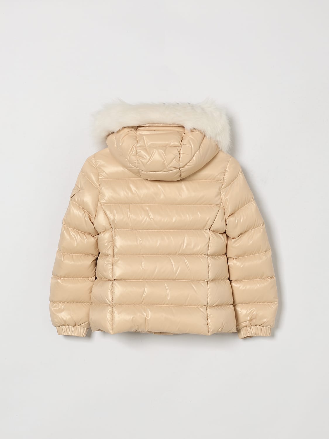 MONCLER JACKET: Moncler Badyf Boy's Quilted Nylon Down Jacket with Shearling Hood, Brown - Img 2