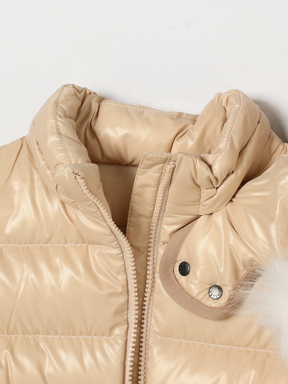 MONCLER JACKET: Moncler Badyf Boy's Quilted Nylon Down Jacket with Shearling Hood, Brown - Img 3