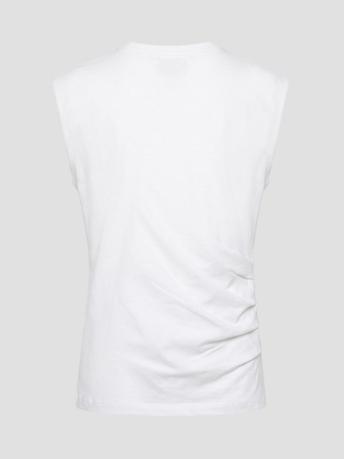 GANNI TOP: Top drapeado Ganni de corte slim en algodón orgánico con mangas casquillo, Blanco - Img 3