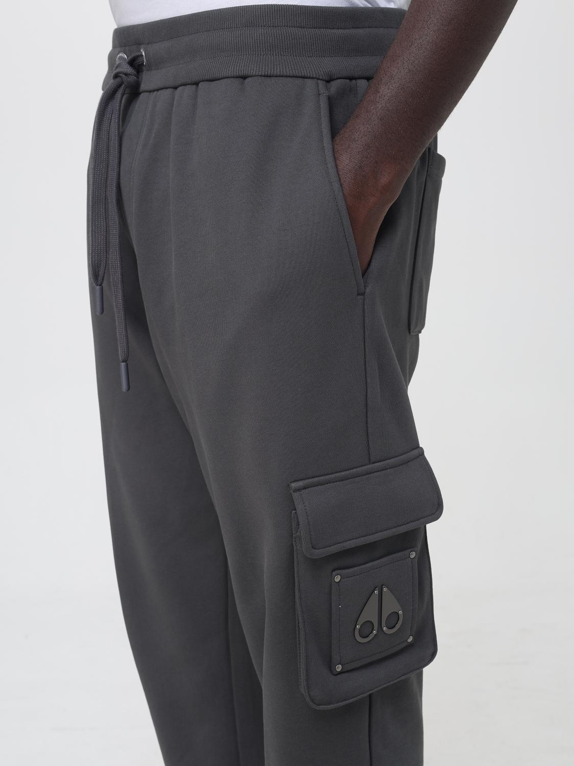 MOOSE KNUCKLES PANTS: Moose Knuckles Cotton Cargo Jogging Trousers with Drawstring, Grey - Img 3