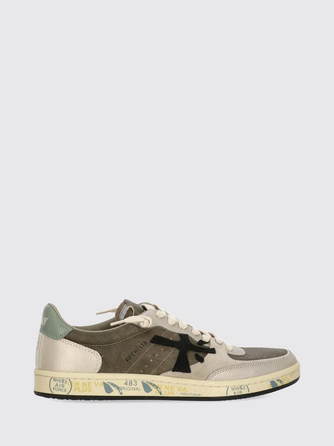 PREMIATA BASKETS: Baskets Clay Premiata en cuir suédé avec bout perforé, Brûlé - Img 1