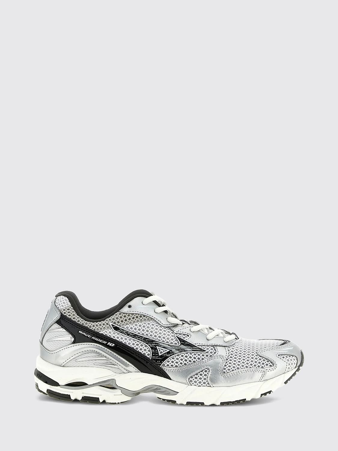 MIZUNO SNEAKERS: Wave Rider 10 Mesh Trainers Mizuno with Laminated Inserts and Logo, Silver - Img 1