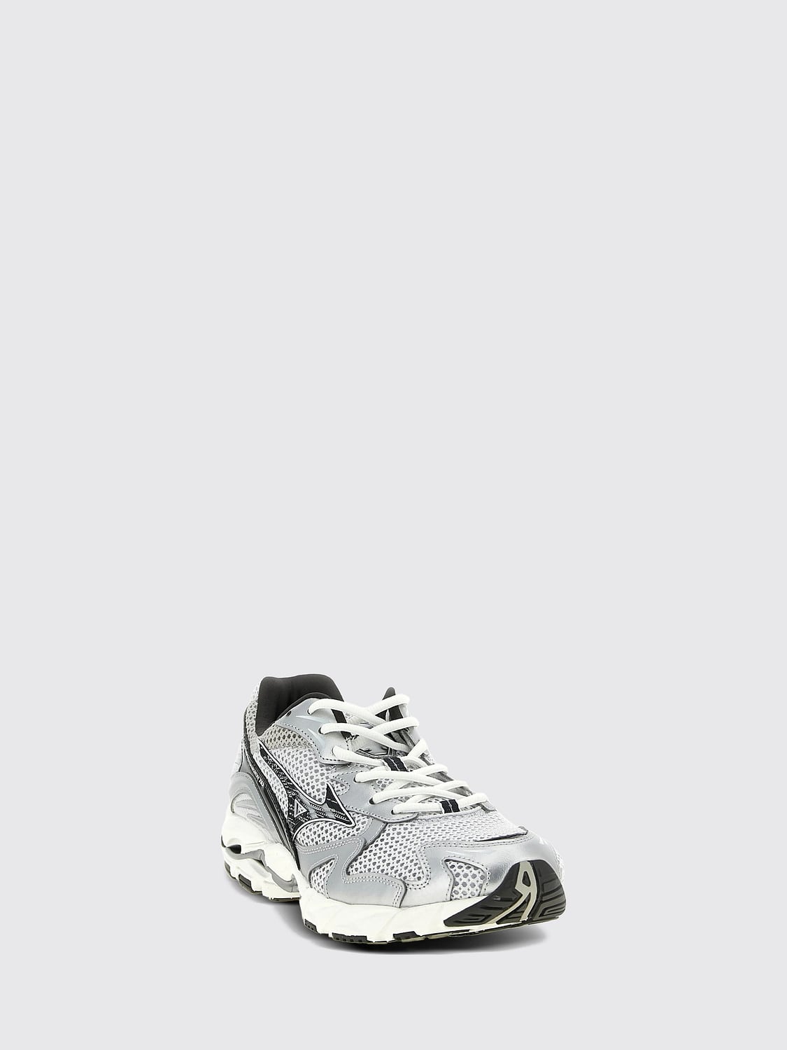 MIZUNO SNEAKERS: Wave Rider 10 Mesh Trainers Mizuno with Laminated Inserts and Logo, Silver - Img 2
