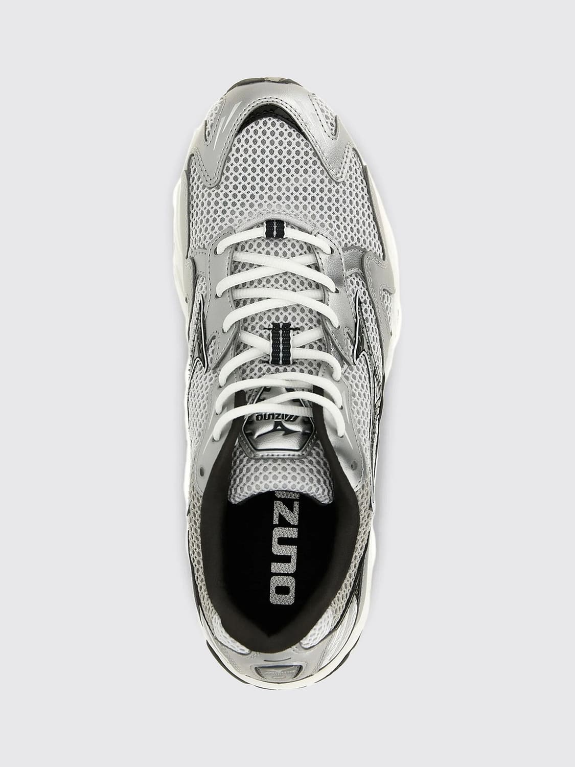 MIZUNO SNEAKERS: Wave Rider 10 Mesh Trainers Mizuno with Laminated Inserts and Logo, Silver - Img 4