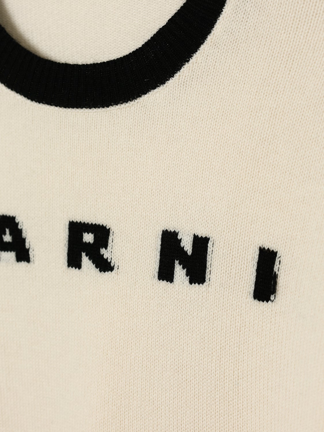 MARNI SWEATER: Boy's Crewneck Wool Jumper Marni with Contrast Logo, White - Img 3